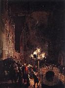 POEL, Egbert van der Celebration by Torchlight on the Oude Delft Germany oil painting artist